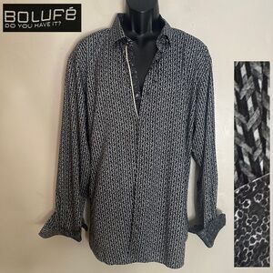 Bolufe Stretch Contrast Long Sleeve Shirt XXL Gently worn Poly blend stretch